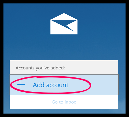 Windows mail Add Account screen