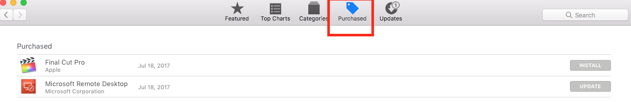 App Store Purchased Section