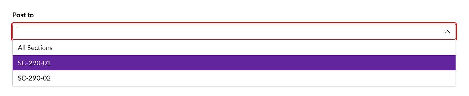 Screenshot of Post to area in discussion editor