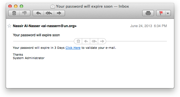 Phishing Email Example #1