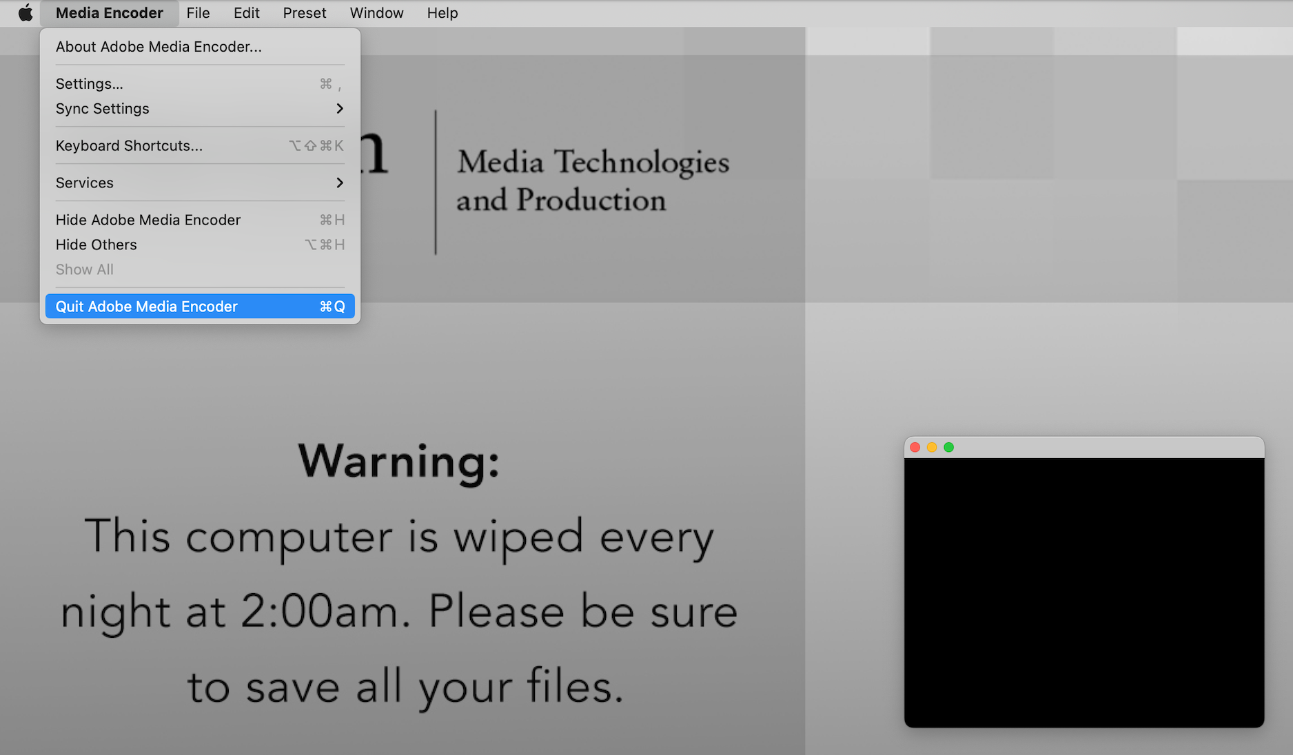 Adobe media encoder permissions emerson college technology media