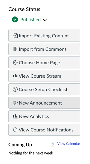 Screenshot showing the course status is published