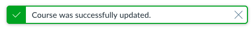 Screenshot showing the temporary notification that the course was successfully updated.