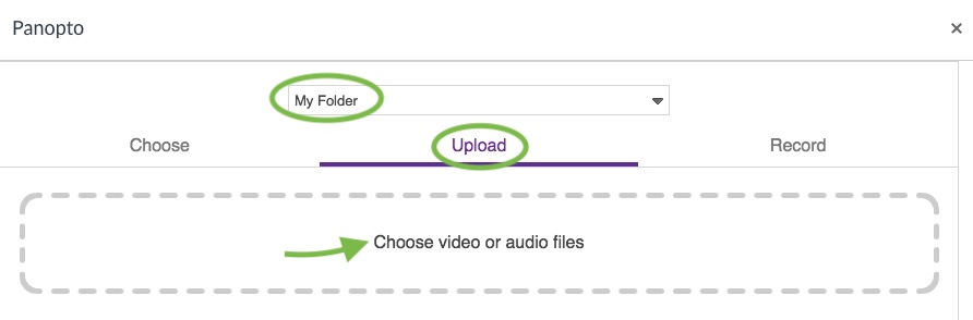 You can upload and record from the embed interface.