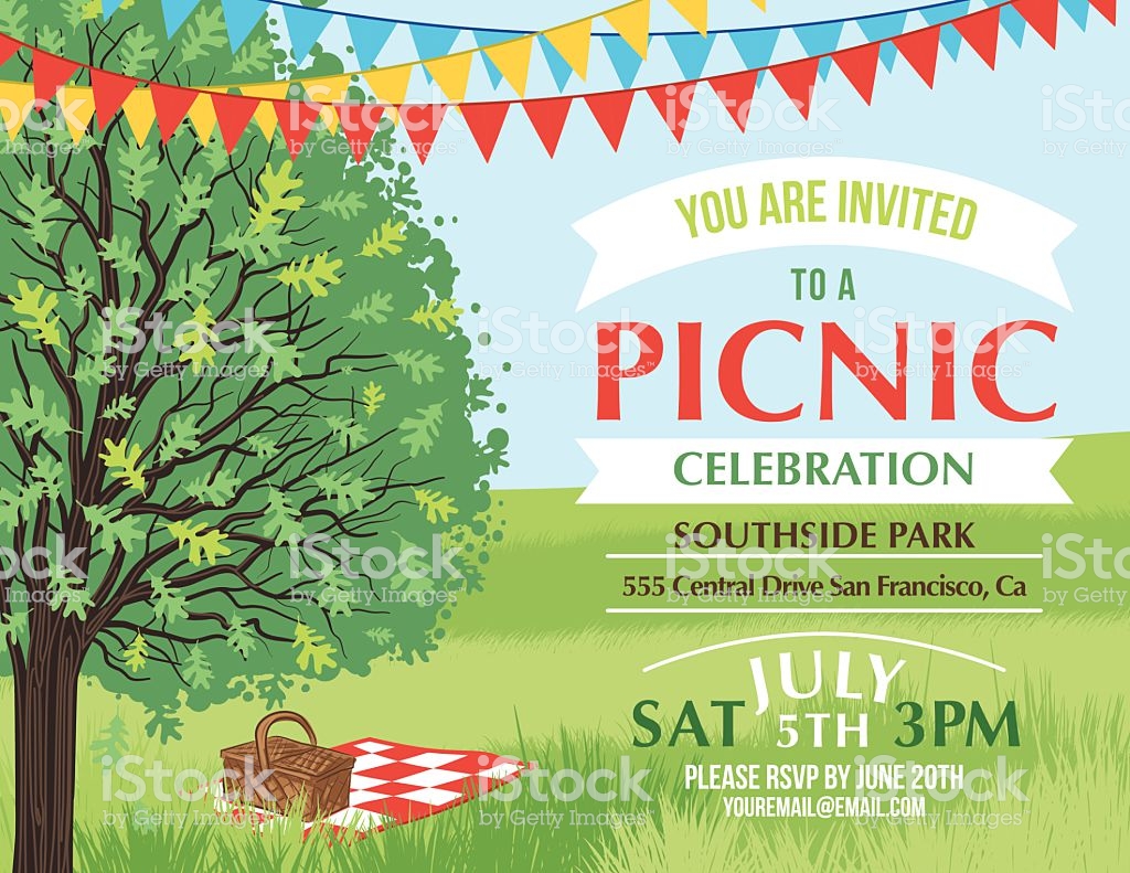 An invitation for a picnic. The text is part of the image.