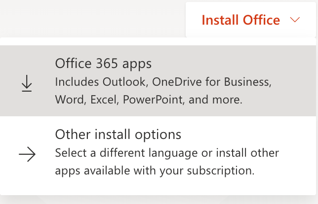 Microsoft Office Suite installation options