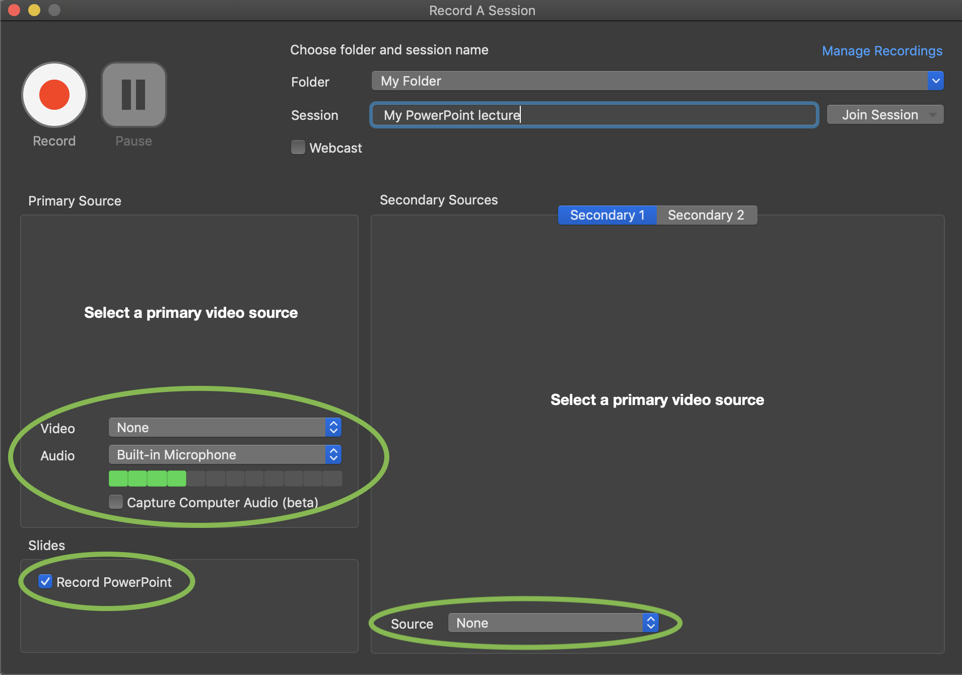 record audio in powerpoint for mac