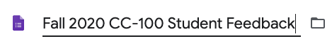 Screenshot showing where one can edit the title of the Google Form file.