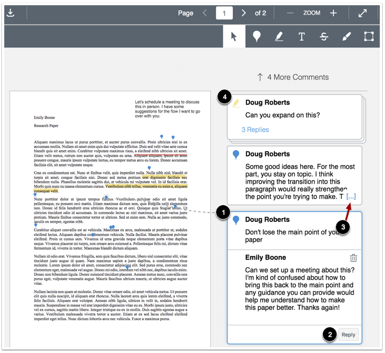 A screenshot of the Submission Details window where you can see the assignment submitted along with any comments made by the instructor.