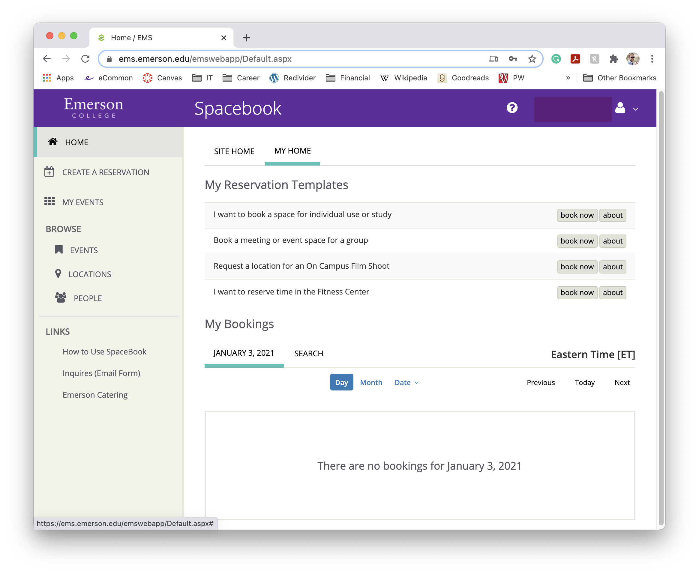 Image of Spacebook home screen.