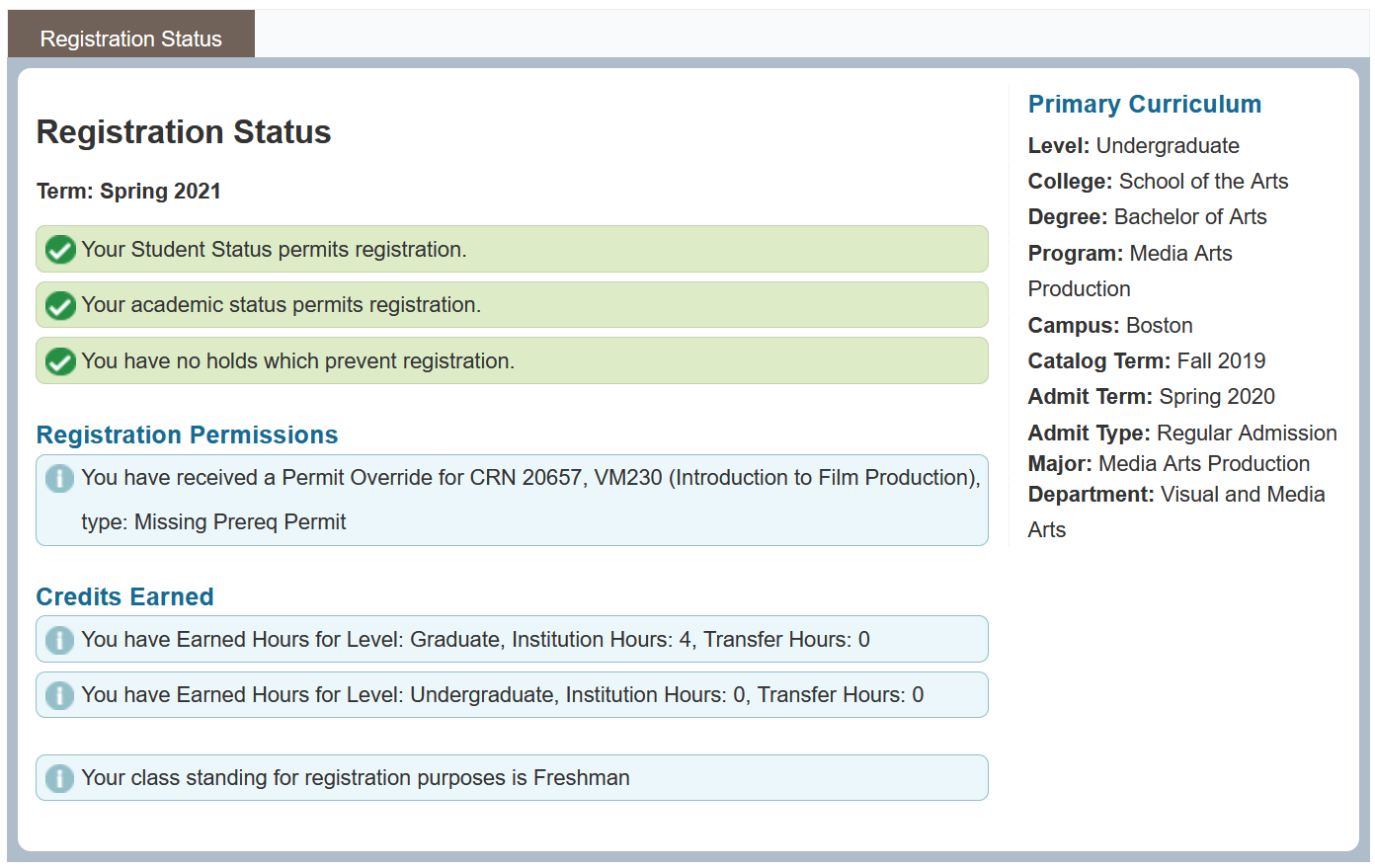 Screenshot of Prepare for Registration page