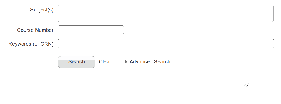 animated gif of a user entering IN and VM subject codes into a search filter
