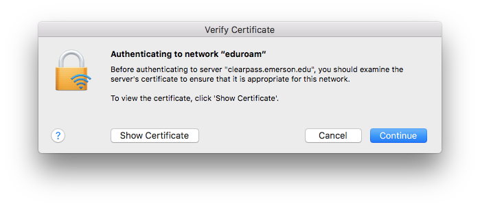 eduroam clearpass trust dialog