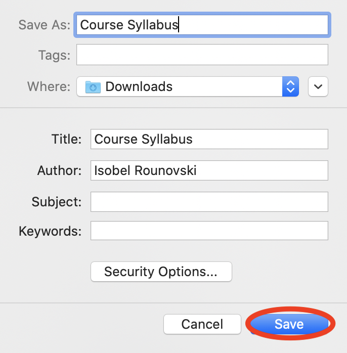Screenshot showing how to save PDF from Safari as described on page