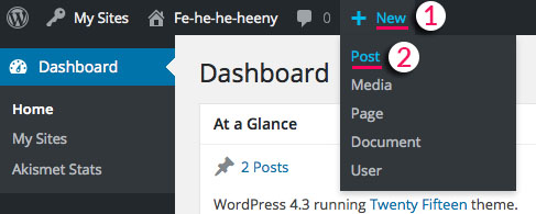 You can also create a new post from the admin bar.