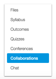 A screenshot of the Course Navigation list with 'Collaborations' highlighted.